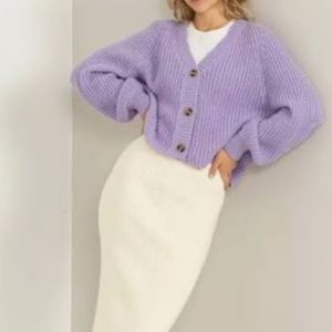 Vintage Knitted Pencil Midi Skirt Cashmere/Cotton Blend